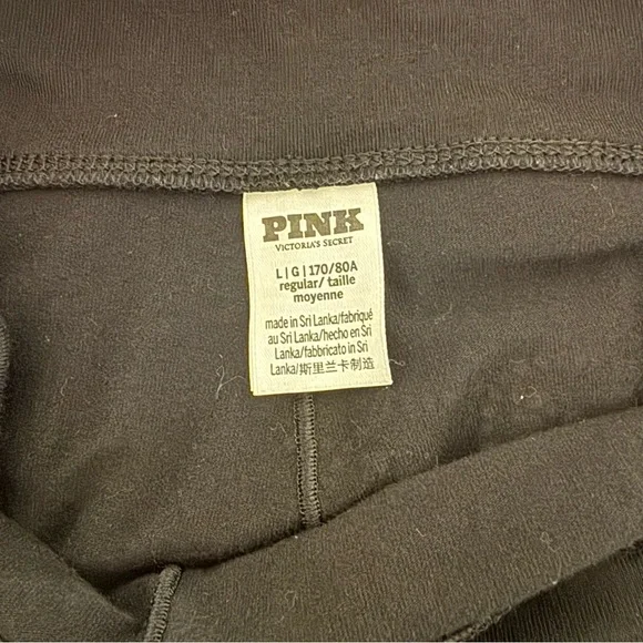 VS Pink All-Day Cotton Foldover Flare Leggings Pure Black Shine Size L - Picture 4 of 7